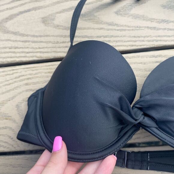NWT aerie black push up wired padded bra 32D swim bikini top - Picture 5 of 10